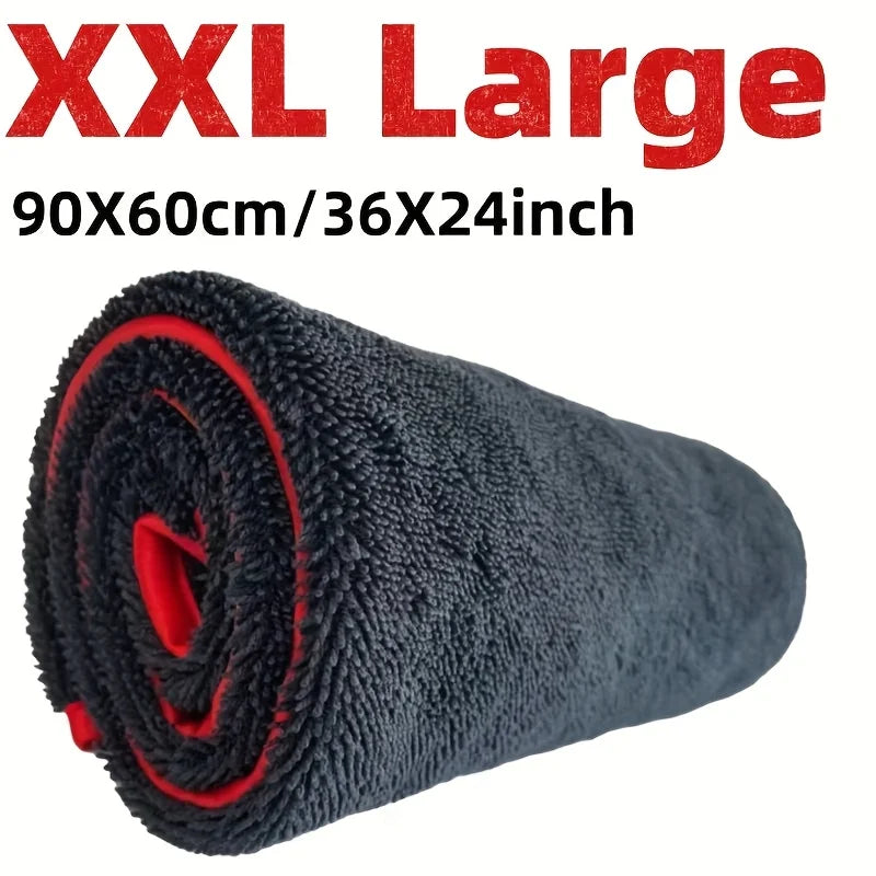 90x60cm XXL 500GSM Microfiber Car Drying Towel Ultra Absorbent Thickened Twist Ring Design Lint Free Scratch Free Auto Detailing