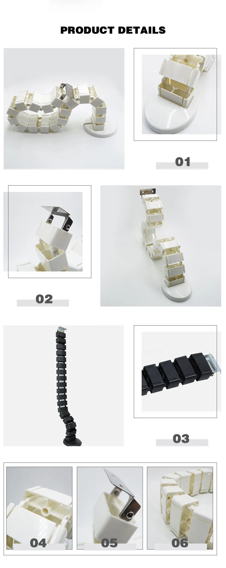Wire Spine Cable Sleeve Under Desk Cable Tray Wire Management Workstation Snake Wire Organizer Management Cleaning Pipe Conduit