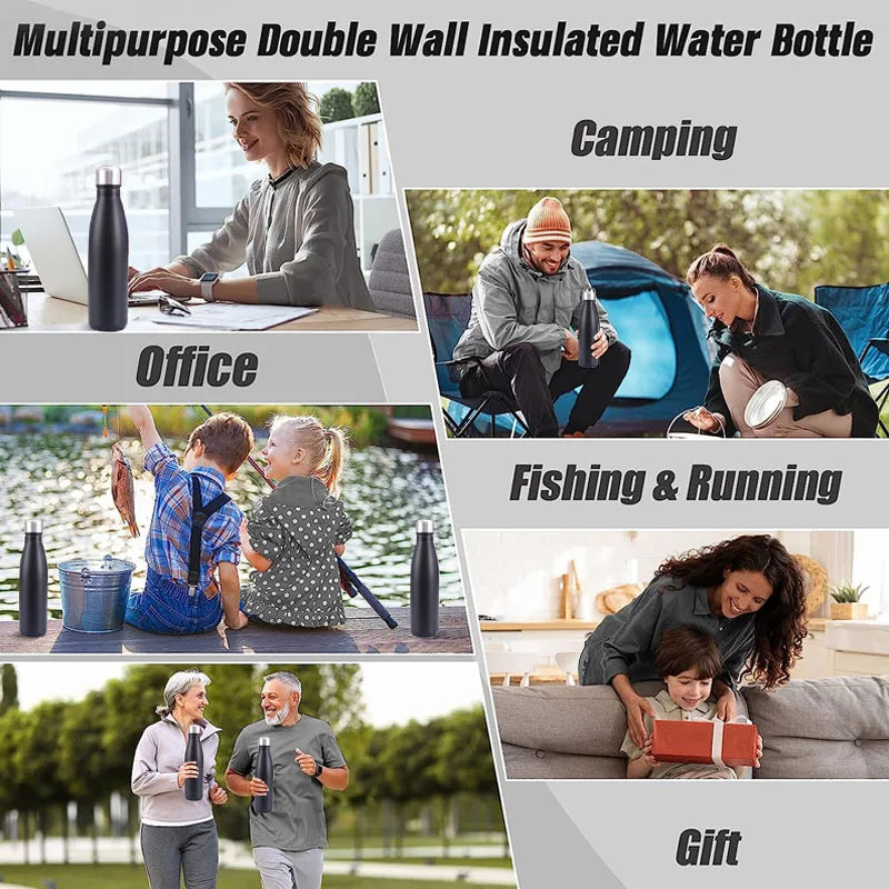 500/750ml Stainless Steel Thermos Cup Double-wall Thermal Insulation Vacuum Flasks Bottle Insulated Coffee Cup Outdoor
