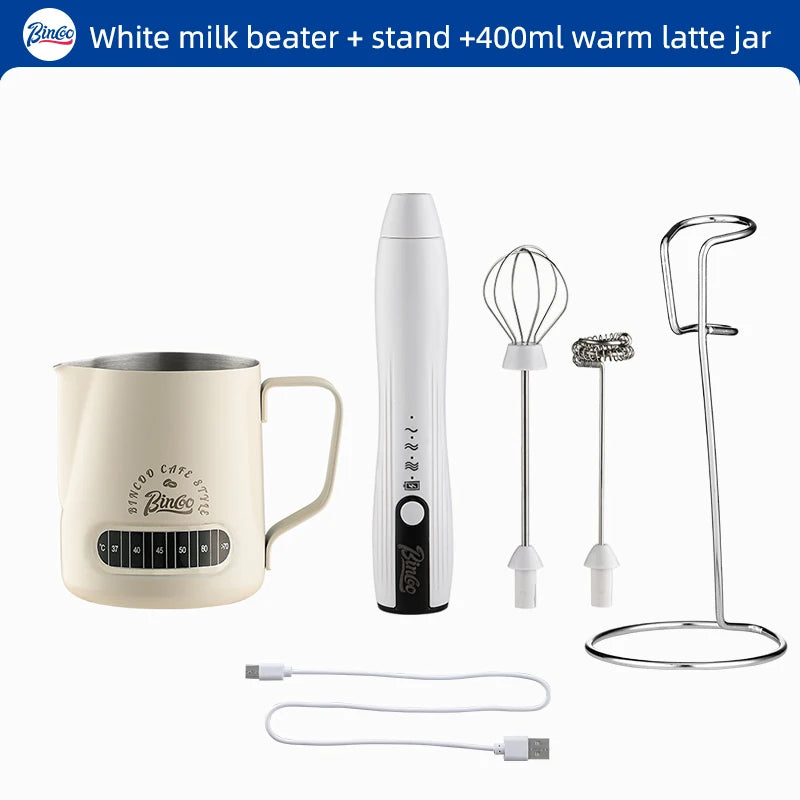 Bincoo-Electric Coffee Milk Maker, Handheld Household Mixer, Adjustable Double-Headed Gear