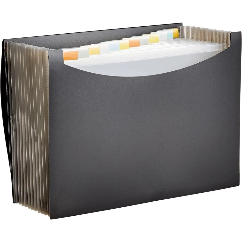 13 Compartment Accordion File Organizer | Letter Size Black Folder | Waterproof Large Capacity Document Storage For Office & School 1-Pack