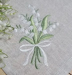 Lily of the Valley, Flower Embroidered Linen Look Napkins, Placemats, Table Mats, Hotel, Airbnb, Restaurant 40x40cm
