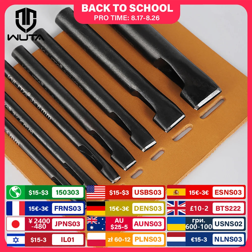 WUTA 1pc Basic Series Leather Oblong Belt Hole Puncher Oval Hole Strap Watch Band Heavy Duty Flat Hollow Punch DIY Craft Tools