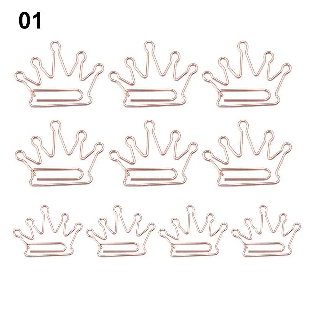 50/20pcs Love Diamond Crown Envelope Stationery Photo Tickets Office Supplies Metal Book Paper Clip Paperclips Mini Binder Clips