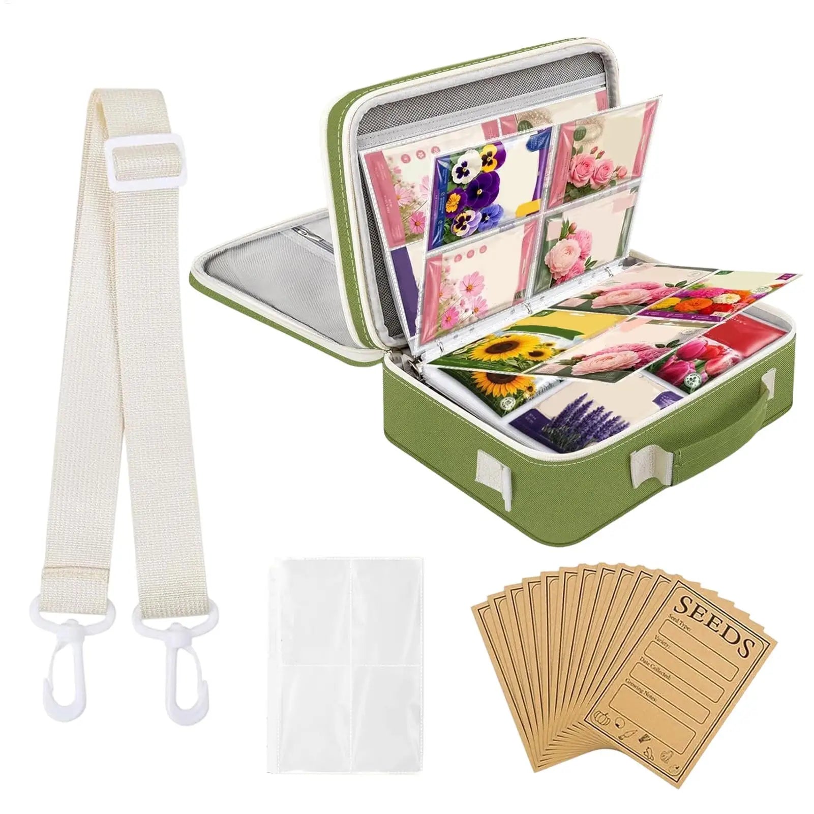 Plant Storage Binder Organizer Moisture-Resistant 3-Ring Large Capacity 30-Sheet Plantling Protector Binder Bag For Gardeners