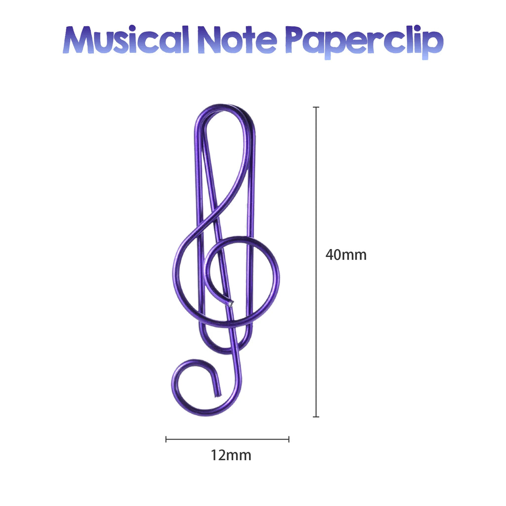 30/50/100PCS  Paper Clips Cute  Musical Note Paperclip Multicolor Metal Bookmarks for Music Enthusiast for Party Invitation Card