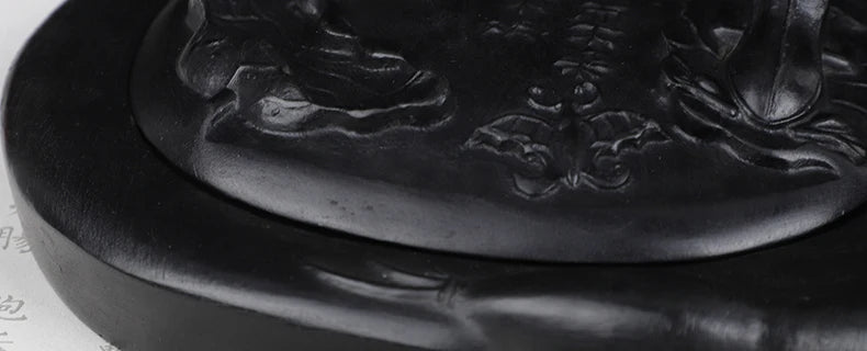 Carving Ink Stone Lotus Shaped Natural Calligraphy Rock Grinding Inkstone Plate Chinese Painting Calligraphie Strong Ink Inkslab