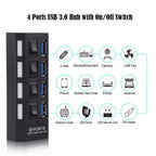 Multi Ports USB HUB 3.0 4/7 Ports Portable Super Speed 5Gbps Multiple USB Port Expander with Switches Power Adapter For PC