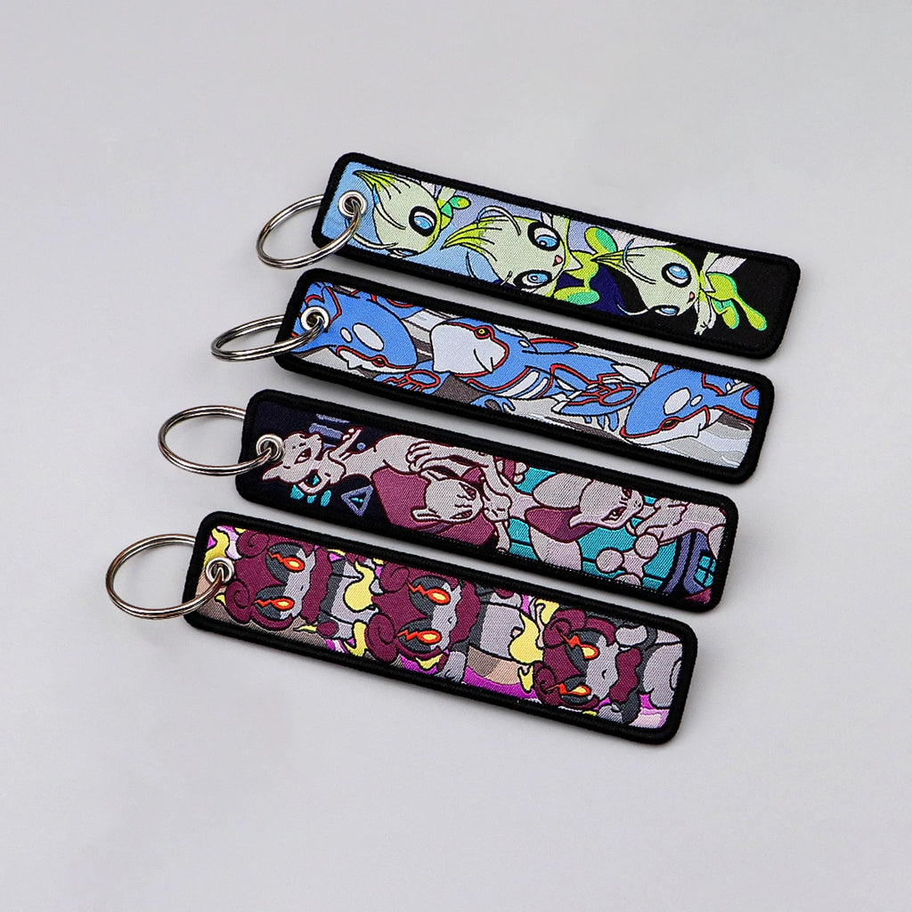 Kawaii Japanese Elf Anime Embroidery Key Fobs Key Tag Motorcycles Cars Backpack Chaveiro Keychain Fashion Keyring Friends Gifts
