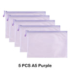 5 PCS A4 A5 A6 Mesh Zipper Pouch Document Bag Waterproof Zip File Folder Storage Bags A4 A5 A6 Office School Supplies Stationery