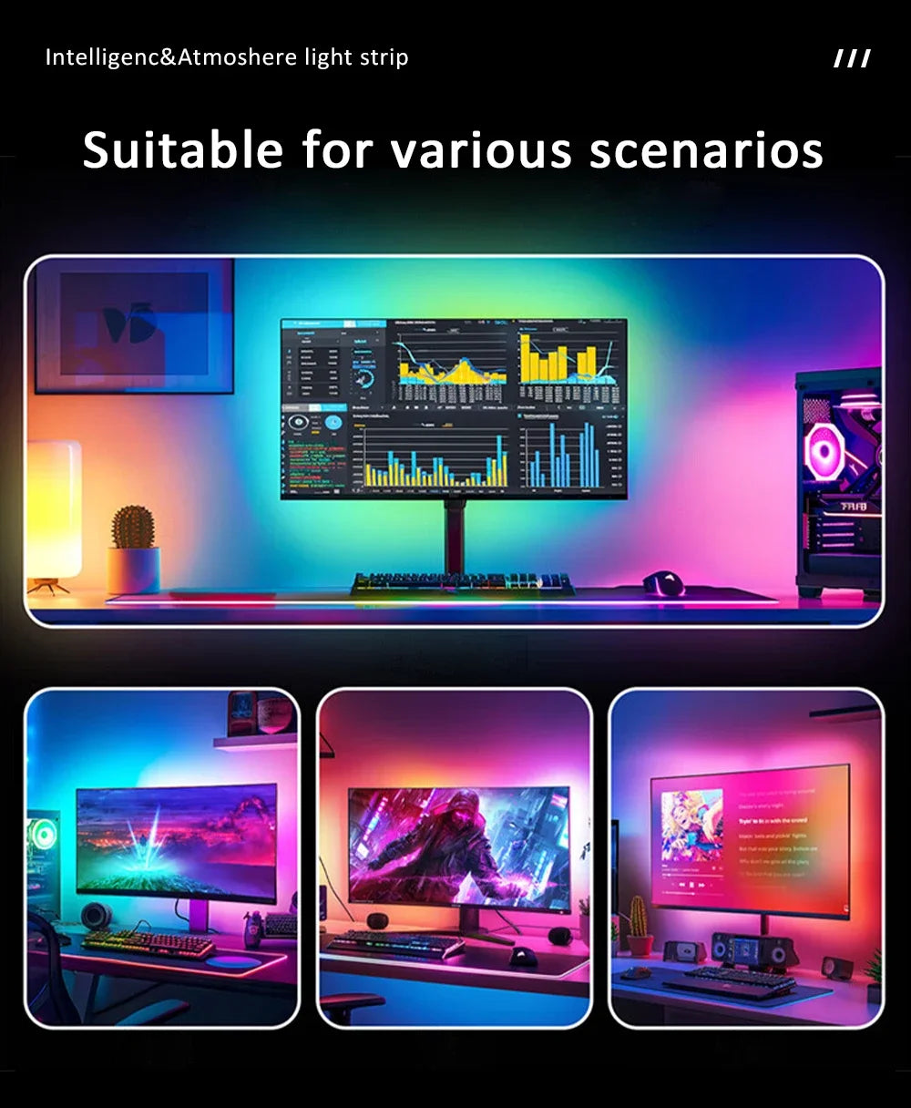 LED Light Strip Computer Screen Colar Sync Monitor Ambilight RGB Lights Ambient Lighting PC Backlight Pickup Light for Game Room