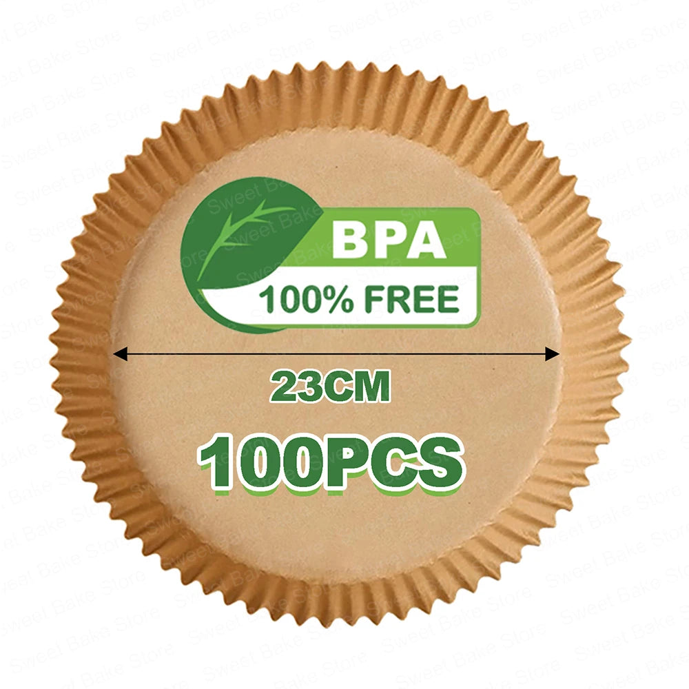 16/20/23CM Round Air Fryer Disposable Baking Paper Liners Non-Stick Oil-proof Parchment Paper Mat For 3-12QT Steamer Container