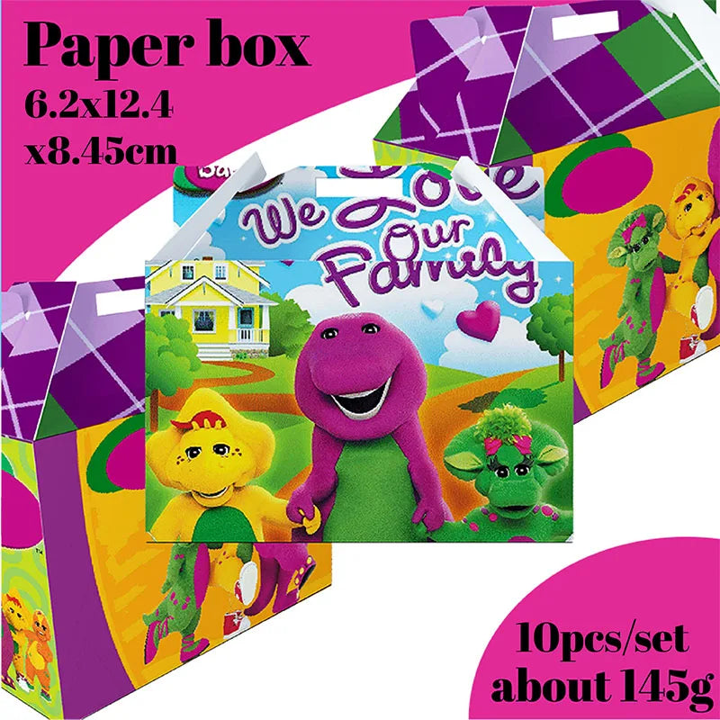 Dinosaur Barney Party Supplies Decorations Kids Birthday Disposable Tableware Tablecloth Cups Plate Party Theme Favors