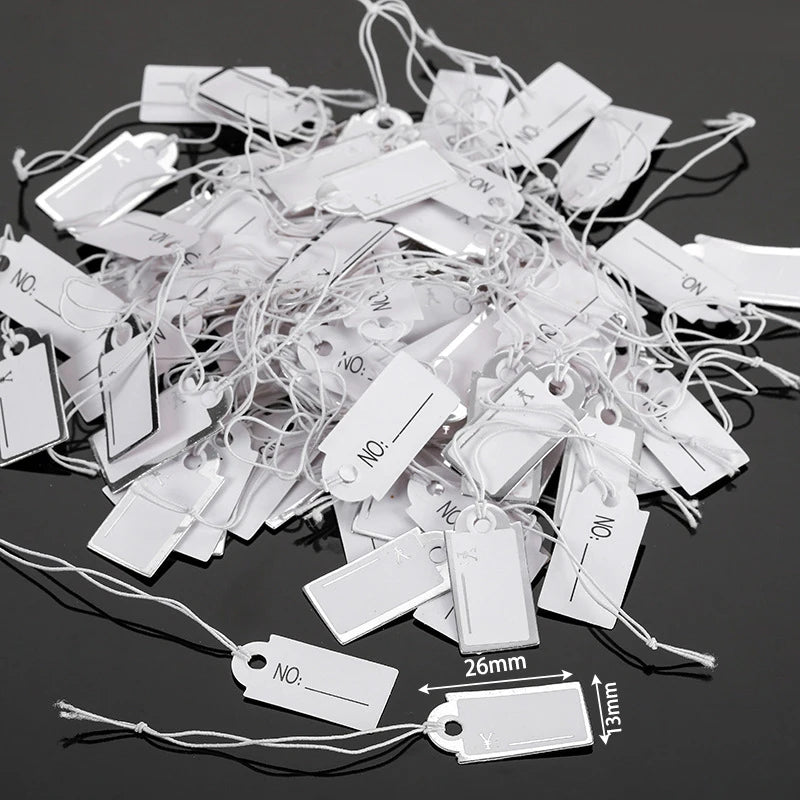 100pcs Paper Rectangular Blank Labels With String For DIY Watch Bracelets Necklaces Earrings Jewelry Display Price Tags Cards