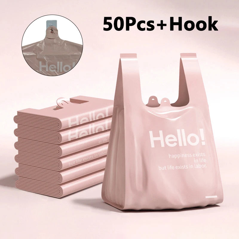 100Pcs Handheld Garbage Bag Disposable Trash Pouch Shopping Bag Kitchen Storage Garbage Bags Cleaning Waste Bag Plastic Bag