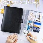 A5 Notebook Photocard Binder with 4 Pockets Sleeves, 6 Ring  PU Leather Binder Loose Leaf Personal Organizer Photo Binder Book