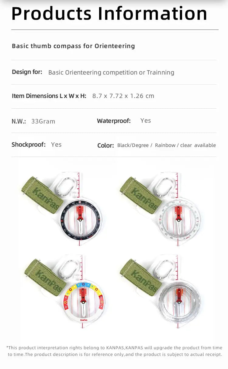 KANPAS Basic Competition Orienteering Thumb Compass, MA-40-FS