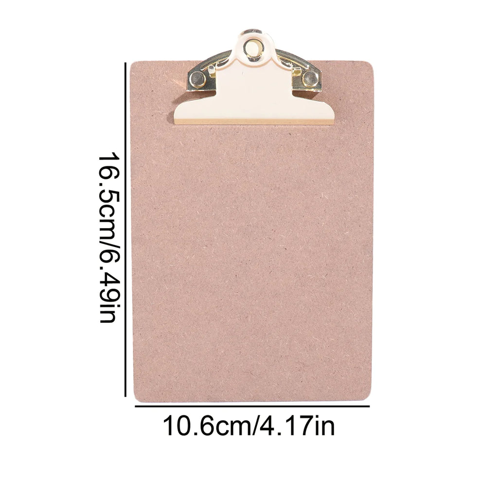 Wood Color Folder with Golden Metal Clip Different Sizes Portable Stylish Notes Ticket Holder Office School Stationery Supplies