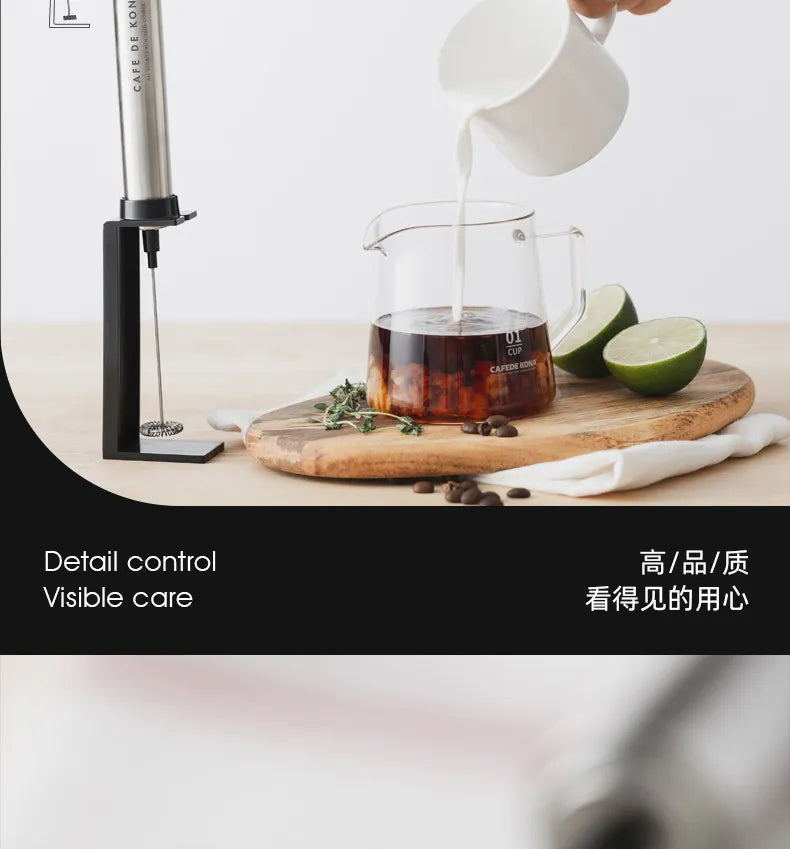 CAFEDEKONA Handheld Portable Electric Milk Frother, Mini Hand Mixer for Home Outdoor Barista Latte Art, AA Batteries Included