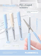 Planwith Stainless Steel Mini Folding Scissors Portable Creative Pen-Style Design DIY Paper-Cutting Art Tool School Office Supp