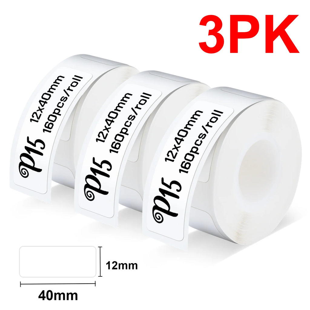 Portable Label Maker P15 Adhesive Thermal Label Printer Wireless Bluetooth Sticker Printer with P15 Self-adhesive Label Paper