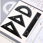 4 Pcs/Set Math Sets Metal Ruler Triangle Ruler Protractor with Box for School Student Geometry Sets