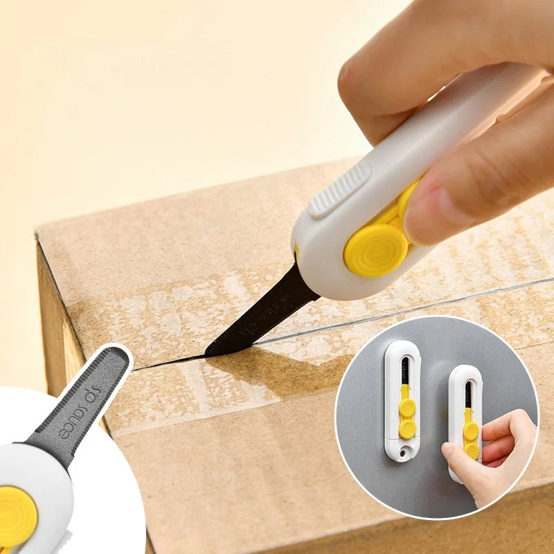 Portable Magnetic Utility Knife Mini Box Opener Letter Cutter Paper Cutting Tool Safety Retractable School Office Stationery