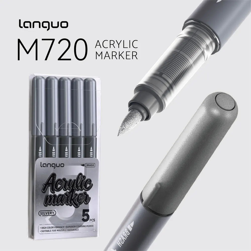 Languo 9pcs/box Soft Brush Acrylic Marker Pen Set，DIY Hand Drawn,Paint Art Markers pens,Student Graffiti Acrylic Paint Pens,M720