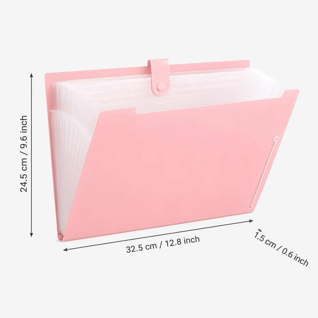 Accordion File Folder Waterproof 8 Pocket Document Organizer A4 Expanding File Folder for Office School Paper Storage Supplies