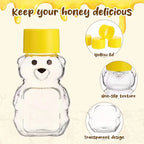 20pcs Plastic Transparent Disposable Cartoon Bear Juice Bottle, Small Capacity Dispensing Bottle, 60ml Honey Bottle
