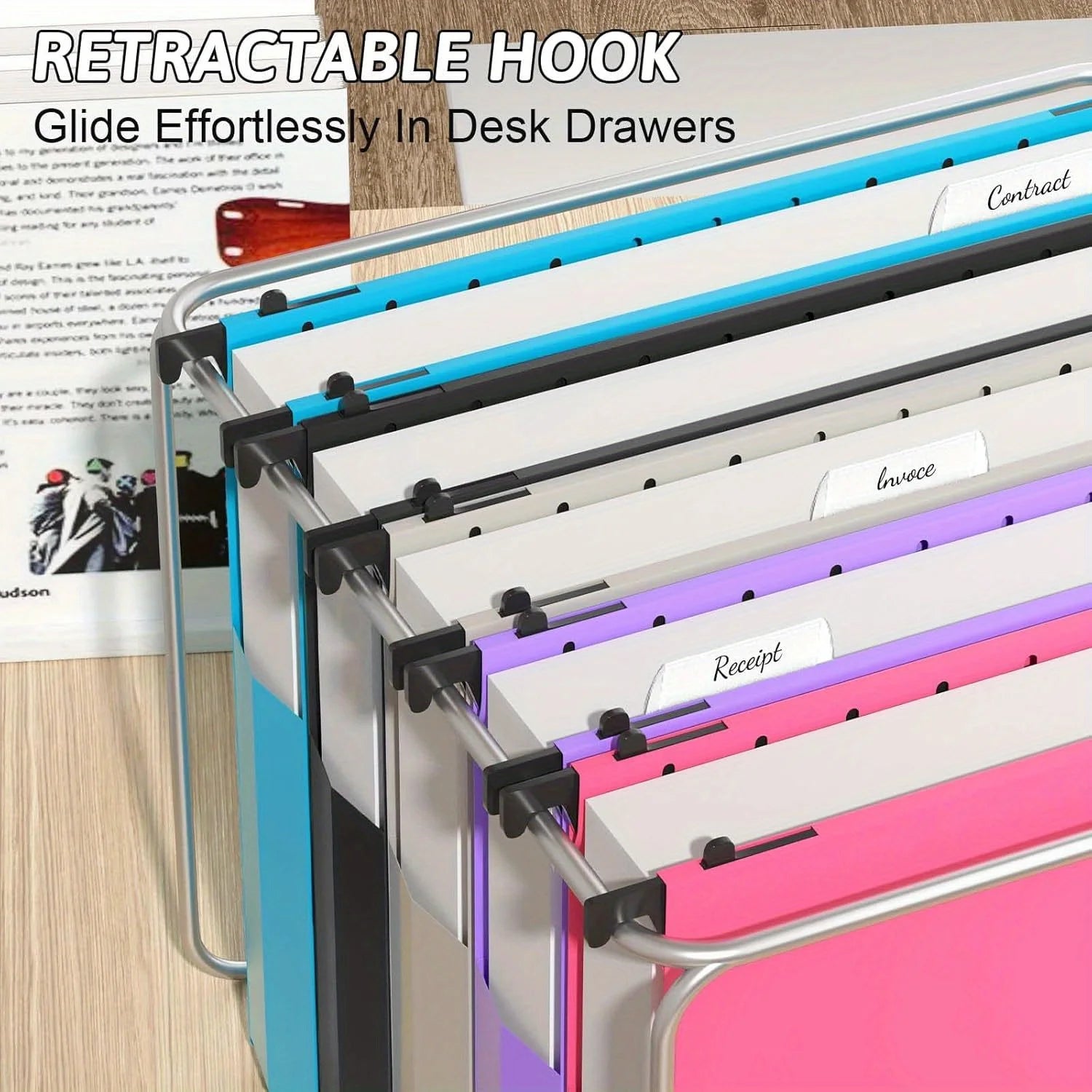 6 Pcs Plastic Oversized Hanging Folders Letter Size, Reinforced Hanging Folders, Expandable Design on Both Sides