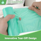 2 Gallon Mini Green Trash Bag - Small Garbage Bags For Bathroom Can 100 Count 7.5 L Unscented Compostable Biodegradable Tiny Li
