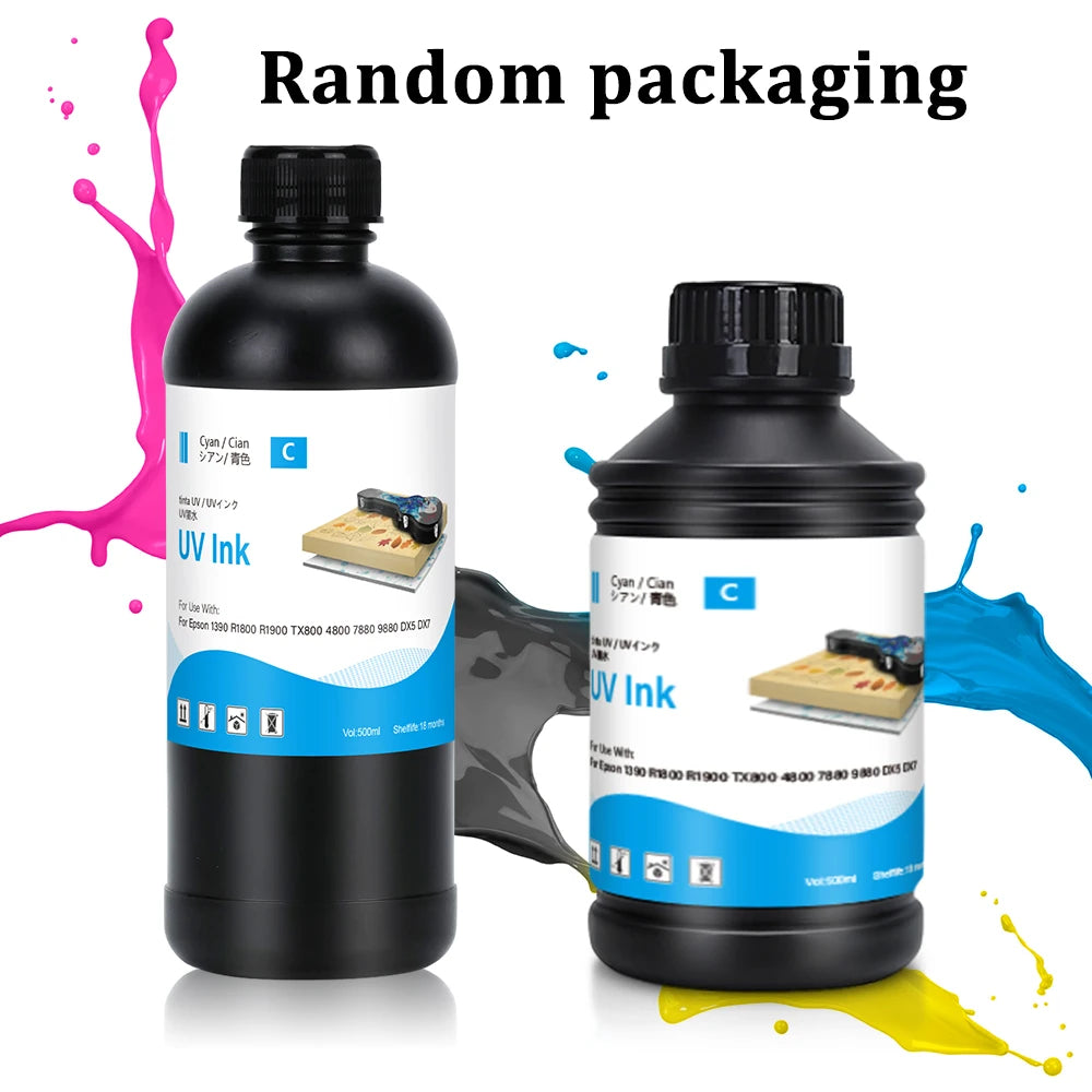 500ml LED UV Ink for Epson All Flat UV Printers For Epson 1390 R1800 R1900 TX800 4800 7880 9880 DX5 DX7 Printer