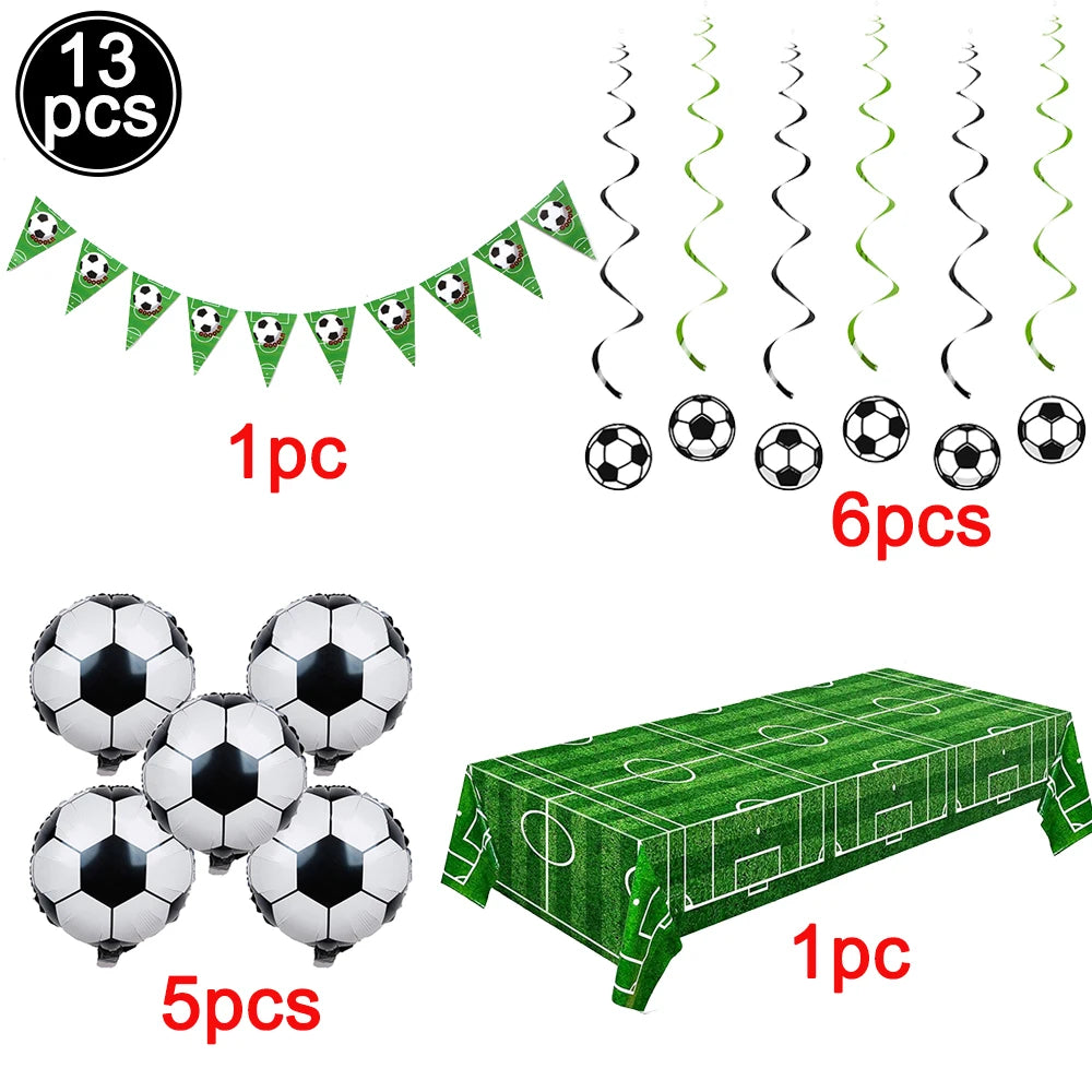 Soccer Party Disposable Tableware Paper Plates Cups Napkins Tablecloth Soccer Birthday Party Decoration