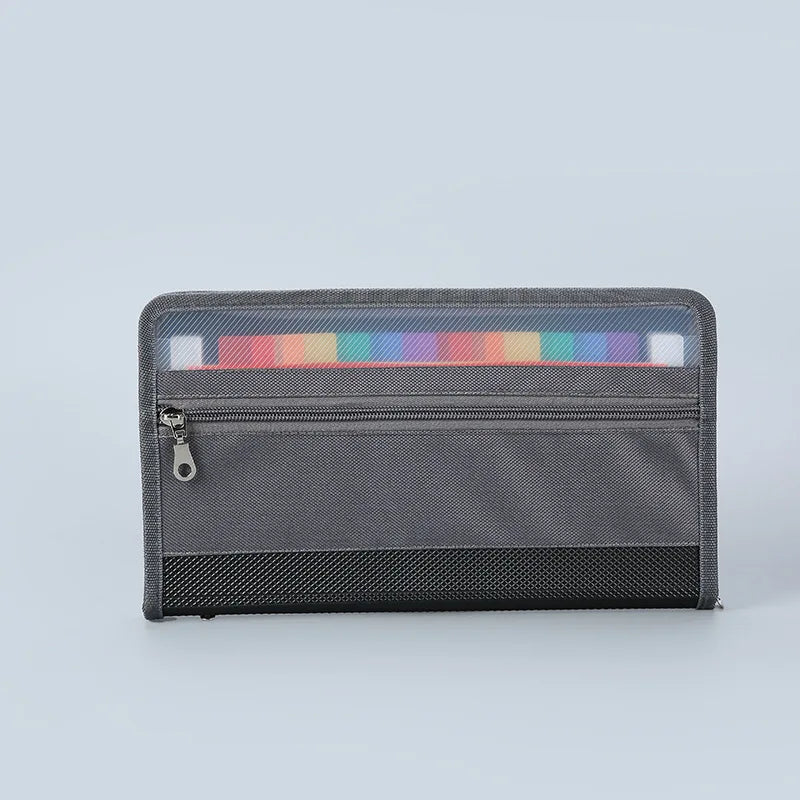 Accordion File Organizer with Safe Zipper, 13 Pocket Expanding File Folder with Front Pencil Pouch,  School Office Supplies