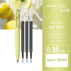 1+3 Refill Japan UNI Gel Pen Small Thick Core 0.38mm Smooth Quick Dry UMN-SF-38 Upgrade UniBall One Black School Supplies