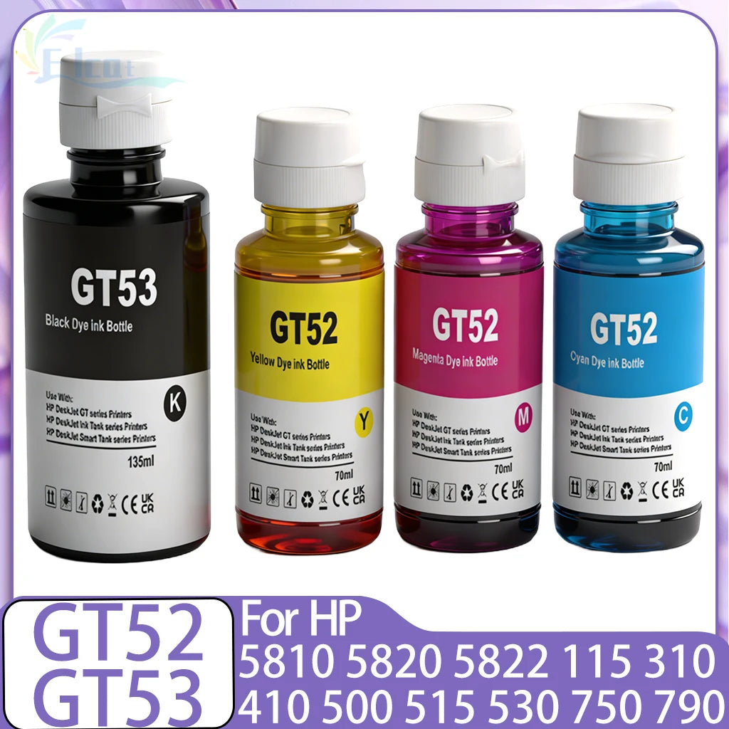 GT52 GT53 Refill Ink For HP GT51 GT52 GT53 Ink For HP 115 118 310 410 415 500 515 518 530 750 790 GT5810 5820 GT5810 Printer Ink