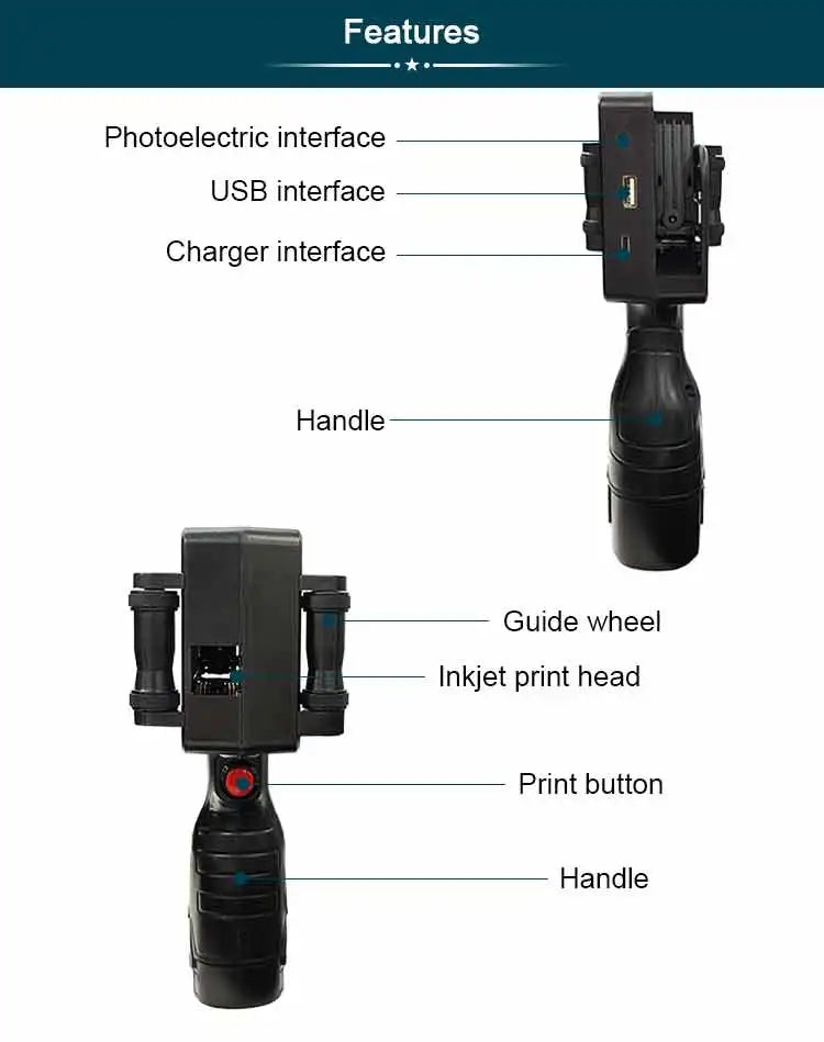 Phezer 12.7mm P17 Handheld Inkjet Printer Portable Label Printer Expiry Date Expiration Batch Code Logo QR Barcode 28 Languages
