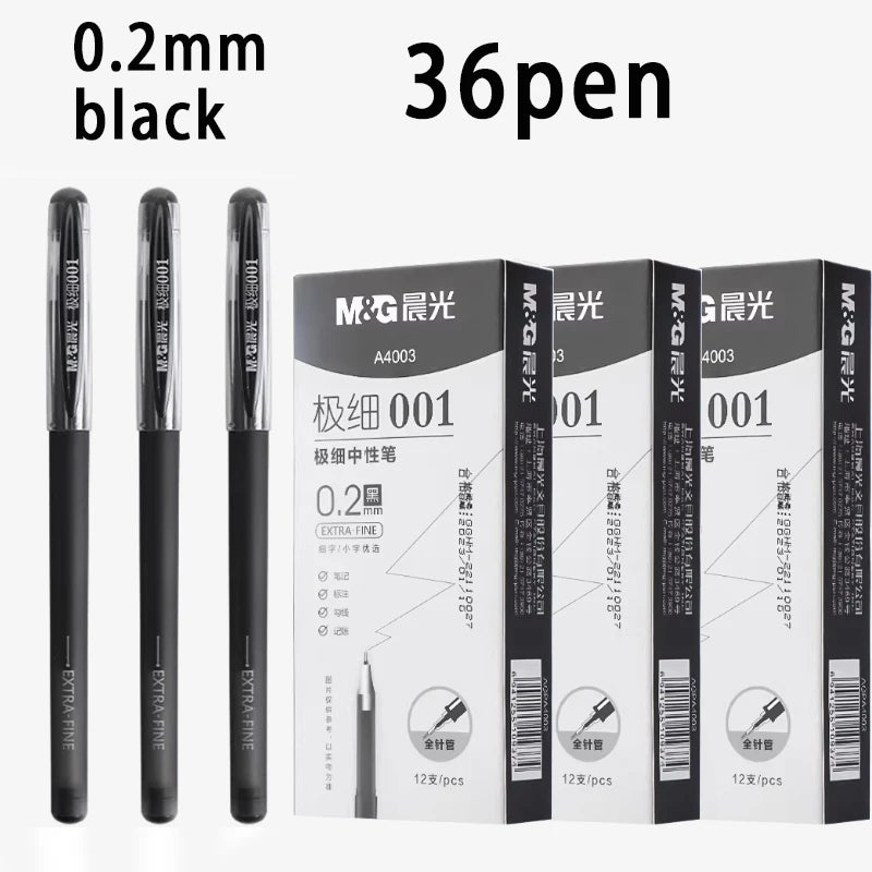 M&G 0.2mm ultra-fine gel pen; student-use ultra-fine needle pen; financial note-taking signature pen,illable, black