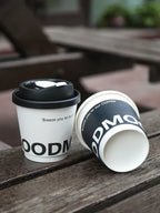 25 Sets Black Disposable Coffee Mug Double Layered Thickened Hot Drink Packaging Cup Cover and Leak Proof Fresh Milk Paper Cups