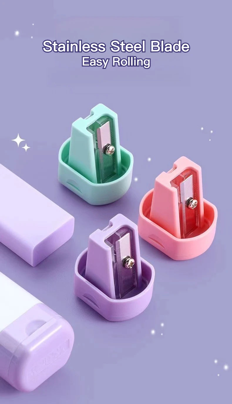 M&G Rubber Pencil Sharpener 2-in-1 Pencil Sharpener Single Hole with Rubber Eraser Not Leave Marks Eraser with Pencil Sharpener