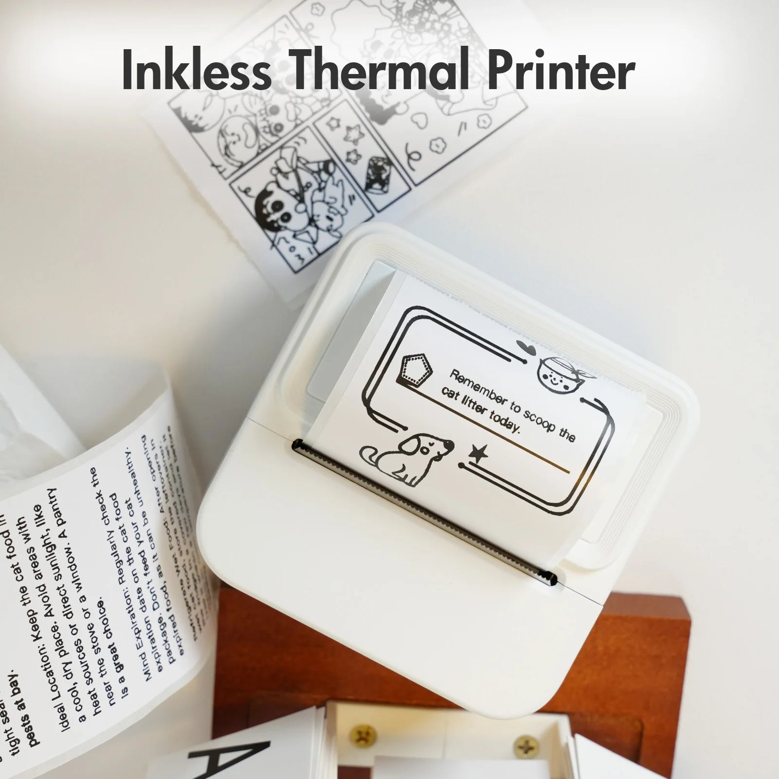 Inkless Thermal Label Printer Portable Bluetooth Pocket Label Maker Home Study with 1roll Stickable Label Paper PC Android IOS