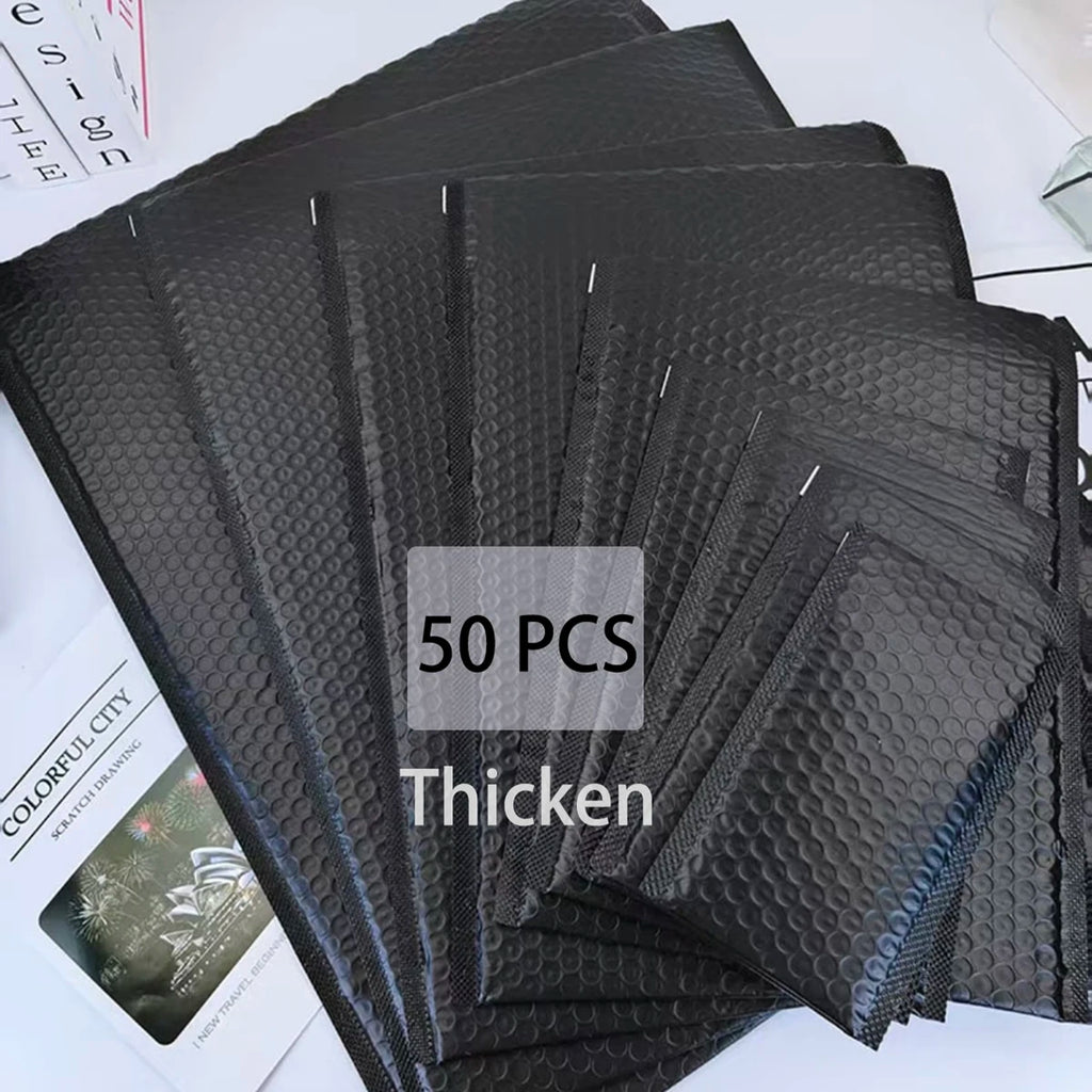 50Pcs Bubble Mailers Bubble Padded Mailing Envelopes Mailer Poly for Packaging Self Seal Shipping Bags Black Bubble Padding