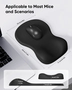Ergonomic Mouse Pad with Wrist Rest, Black Mousepad with Wrist Support, Non-Slip Hard Base Mouse Pads, Portable for Office/Home
