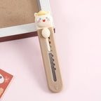 1 Piece Cartoon Utility Knife for Student Cute Fashion Box Cutter Small Portable Kawaii Beige Coffee Color Letter Opener Office