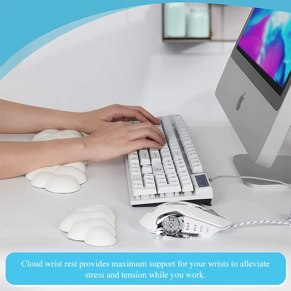 Keyboard Cloud Wrist Rest Pad Anti-Slip Desk Mat Memory Foam Palm Rest Ergonomic Mouse Pad Typing Wrist Rest for Office