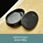 Small Portable Ink stone Chinese Style Calligraphy Regular Script Ink Stone Students Brush Writing Raw Stone She Inkstone