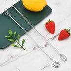 4pcs Mixing Spoon Reusable Coffee Stirrers Long Handle Multi-Function Drink Stirrers Silvery Decorative Stirring Rod Kitchen