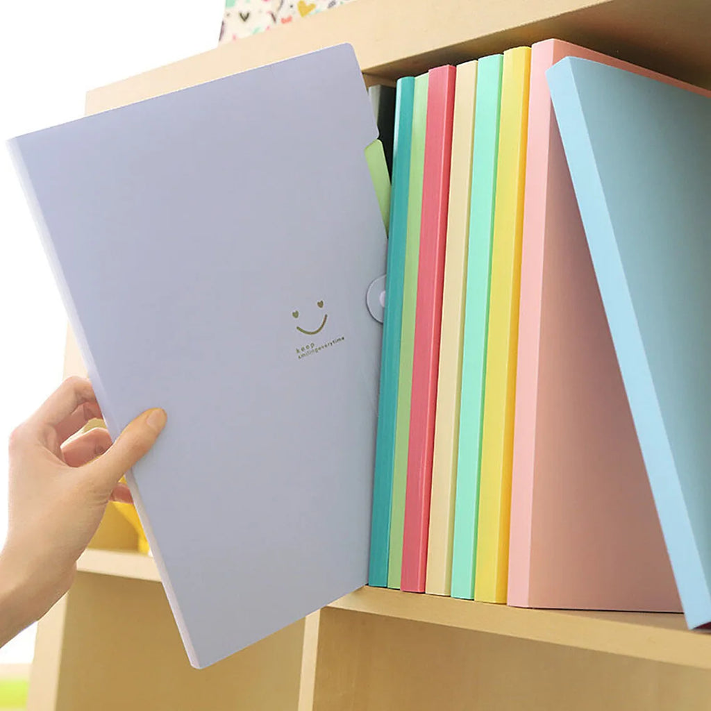 Classic 5-Page Accordion File Folders A4 Document Storage Bags Plastic Material Test Roll Holder Durable Expanding Folders