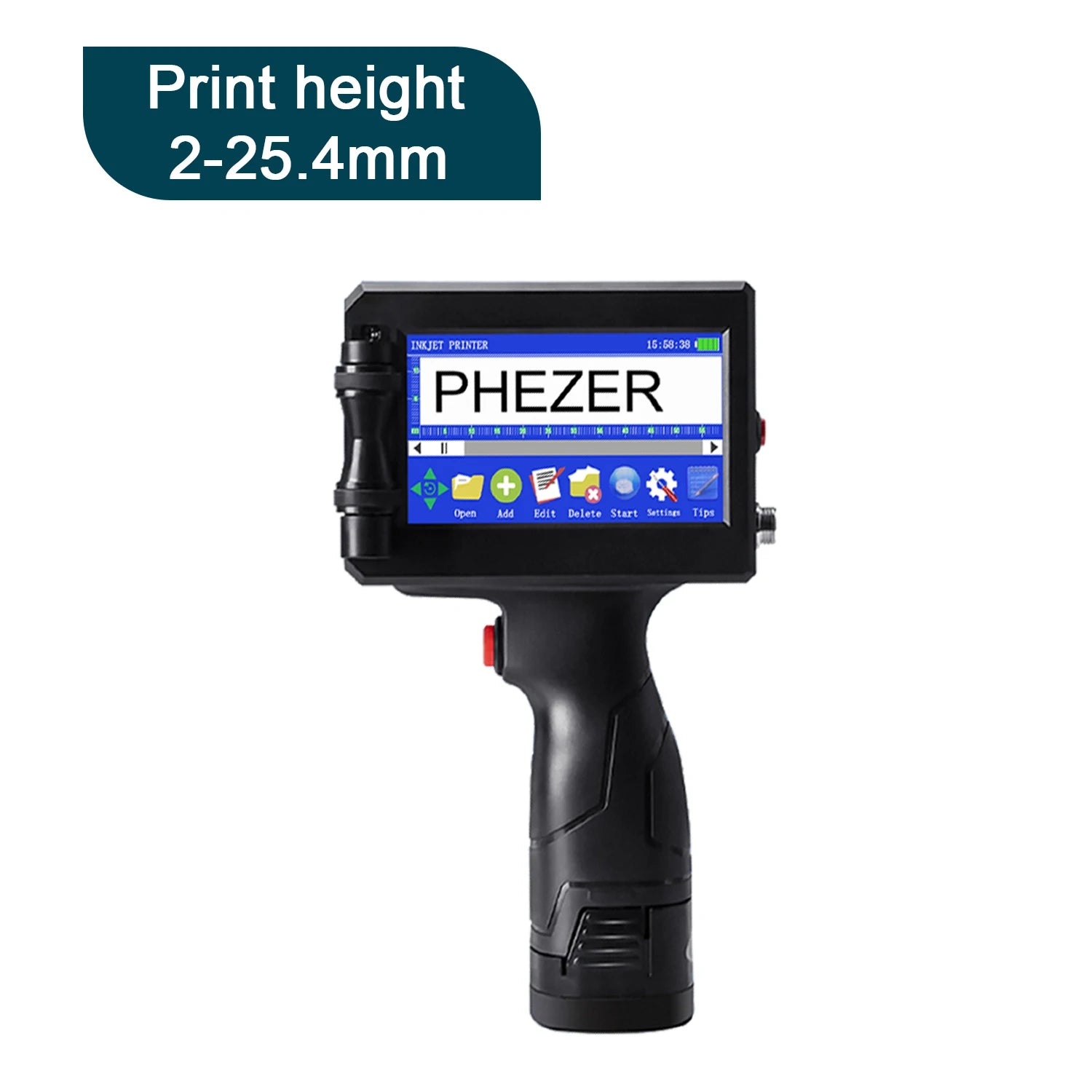 Phezer P15 Handheld Inkjet Printer 12.7/25.4mm Portable Label Printer Expiry Date Batch Code Logo QR Barcode 28 Languages